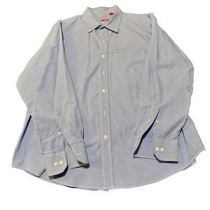 IZOD Banker Stripes Long Sleeve Button Collar Cotton Shirt